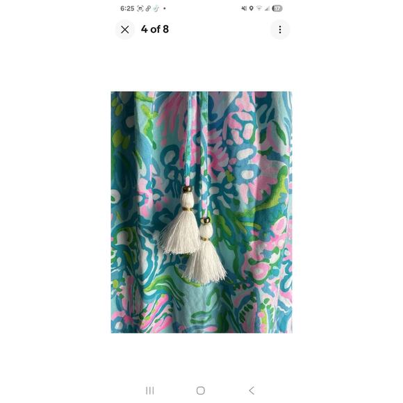 Lilly Pulitzer Dress W/ Bell Sleeves and Tassels Medium 004150 - Picture 4 of 10